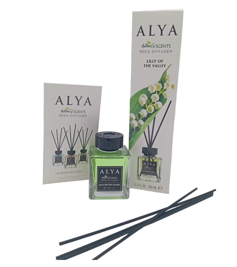 ALYA АРОМАТИЗАТОР С БАМБУКОВИ ПРЪЧКИ 100 МЛ. * 12 – КАШОН 12 БР.