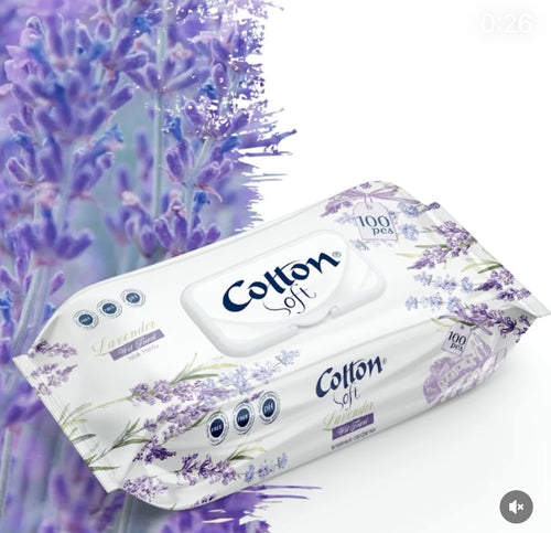 МОКРИ КЪРПИ COTTON SOFT 100 ЛВАНДУЛА – КАШОН 24 БР.
